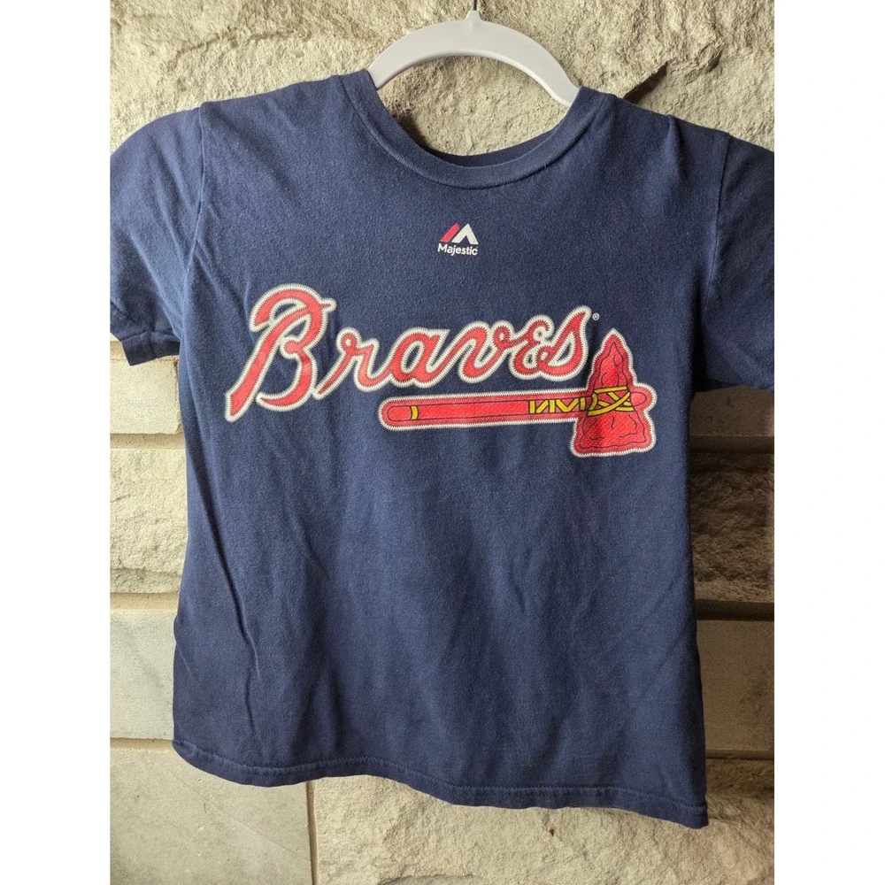 Majestic Atlanta Braves Freddie Freeman 5 Youth T-Shirt Navy‎ Blue MLB Baseball